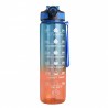 Transparente Trinkflasche mit Zeitmarkierung & Strohhalm – Farbverlauf 1000 ml Blau Orange