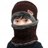 Warme Kinder Mütze Beanie mit Schal Braun Grau