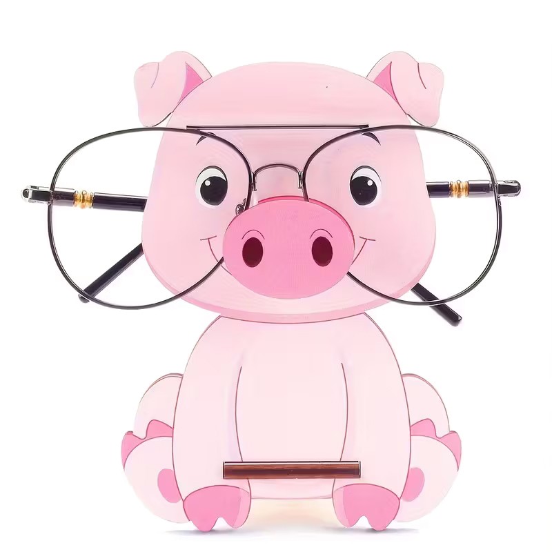 Schweinchen-Brillenständer aus Holz – Niedlicher Brillenhalter