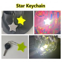 2 Stück fluoreszierend gelbe Sterne Reflektoren – mit Kugelkette