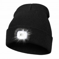 Beanie-Mütze mit LED Licht batteriebetrieben – Universalgrösse – Schwarz