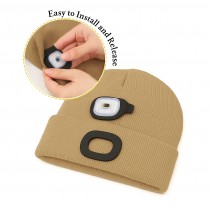Beanie-Mütze mit LED Licht batteriebetrieben – Universalgrösse – Khaki