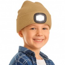 Beanie-Mütze mit LED Licht batteriebetrieben – Universalgrösse – Khaki