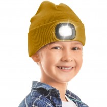 Beanie-Mütze mit LED Licht batteriebetrieben – Universalgrösse – Kurkuma