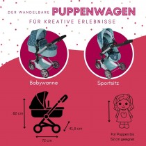 Bayer Chic 2000 Kombi-Puppenwagen LINUS Sternchen Türkis
