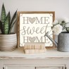 Dekoratives Holzschild – Wanddekoration aus Holz „Home Sweet Home“ – 20×20 cm Naturbeige
