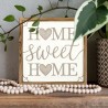 Dekoratives Holzschild – Wanddekoration aus Holz „Home Sweet Home“ – 20×20 cm Naturbeige