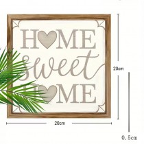 Dekoratives Holzschild – Wanddekoration aus Holz „Home Sweet Home“ – 20×20 cm Naturbeige
