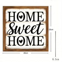 Dekoratives Holzschild – Wanddekoration aus Holz „Home Sweet Home“ – 20×20 cm Black Wood