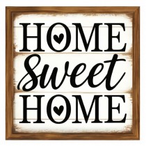 Dekoratives Holzschild – Wanddekoration aus Holz „Home Sweet Home“ – 20×20 cm Black Wood