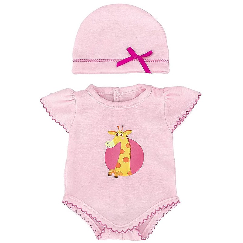 Body, Puppenkleidung rosa mit Giraffe für Babypuppen 35–43 cm