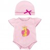 Body, Puppenkleidung rosa mit Giraffe für Babypuppen 35–43 cm