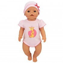 Body, Puppenkleidung rosa mit Giraffe für Babypuppen 35–43 cm