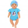 Body, Puppenkleidung für Babypuppen 35–43 cm Blau mit Zebra
