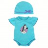 Body, Puppenkleidung für Babypuppen 35–43 cm Blau mit Zebra