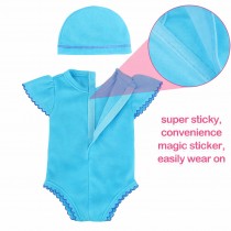 Body, Puppenkleidung für Babypuppen 35–43 cm Blau mit Zebra