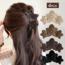 4er-Set matte Mini Blumen-Haarklammern – Blumen-Haarkrallen Natural & Black