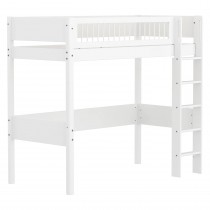 Flexa MDF Hochbett 184 cm mit Leiter und Absturzsicherung, 90x200 cm, Weiss