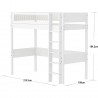 Flexa MDF Hochbett 184 cm mit Leiter und Absturzsicherung, 90x200 cm, Weiss