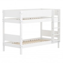 Flexa MDF Hochbett 154 cm mit Leiter und Absturzsicherung Grooves, 90x200 cm, Weiss