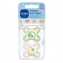Mam Original Start Night Silikon Schnuller 2 Stück, 0-2 Monate Schaf & Mond