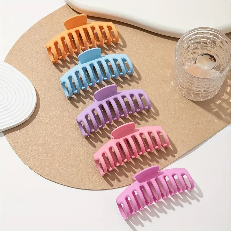 5 Stück Haarspangen Set – Matte Haarkrallen Orange, Hellblau, Flieder, Rosa, Pink