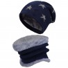 Mütze und Schlauchschal Winter-Set für Kinder 3-6 Jahre Sterne Blau