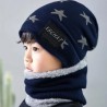 Mütze und Schlauchschal Winter-Set für Kinder 3-6 Jahre Sterne Blau