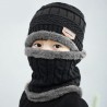 Warme Kinder Beanie Mütze mit Schlauchschal Anthrazit, Grau