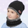 Warme Kinder Beanie Mütze mit Schlauchschal Anthrazit, Grau