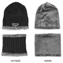 Warme Kinder Beanie Mütze mit Schlauchschal Anthrazit, Grau