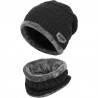 Warme Kinder Beanie Mütze mit Schlauchschal Anthrazit, Grau
