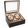 Uhrenbeweger für 4+6 Uhren, Watchwinder Kamelmuster mit roten Nähten