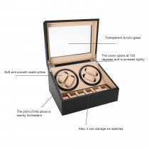 Uhrenbeweger für 4+6 Uhren, Watchwinder Kamelmuster mit roten Nähten