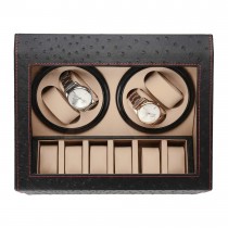 Uhrenbeweger für 4+6 Uhren, Watchwinder Kamelmuster mit roten Nähten