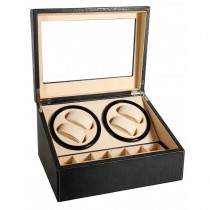 Uhrenbeweger für 4+6 Uhren, Watchwinder Krokodilmuster mit weissen Nähten