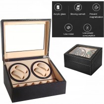 Uhrenbeweger für 4+6 Uhren, Watchwinder Krokodilmuster mit weissen Nähten