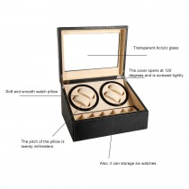 Uhrenbeweger für 4+6 Uhren, Watchwinder Krokodilmuster mit weissen Nähten