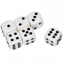 Würfel 6 Stück, 16 mm Weiss