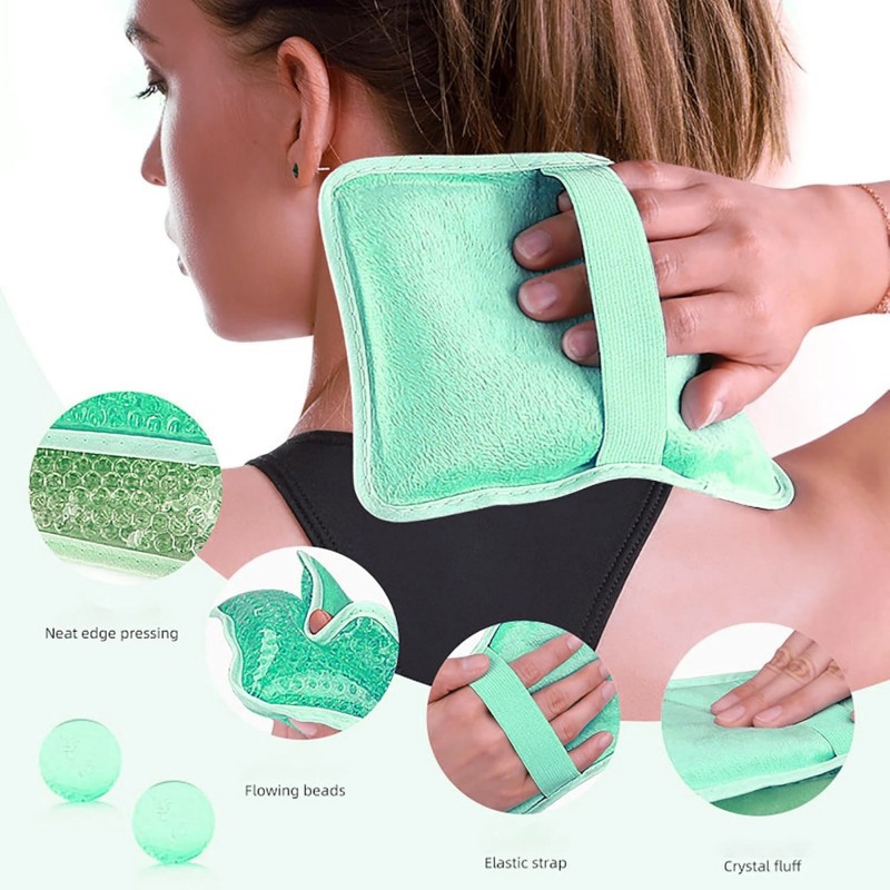 Wiederverwendbares Gel Pearl Ice Pack – Cold Kompresse mit Stoffrückseite Grün
