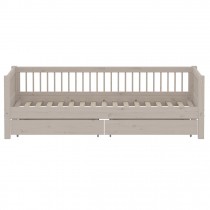 Flexa Classic Bett 90x200 mit Streben und mit 2 Schubladen Grau lasiert