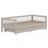 Flexa Classic Bett 90x200 mit Streben und mit 2 Schubladen Grau lasiert