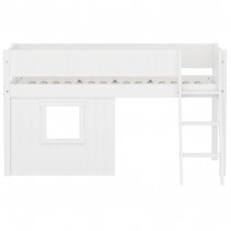 Flexa WHITE Baumhaus Hochbett mit Leiter 90x200 cm Weiss
