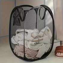 Pop-Up Wäschekorb aus Mesh – Faltbarer Aufbewahrungskorb Schwarz