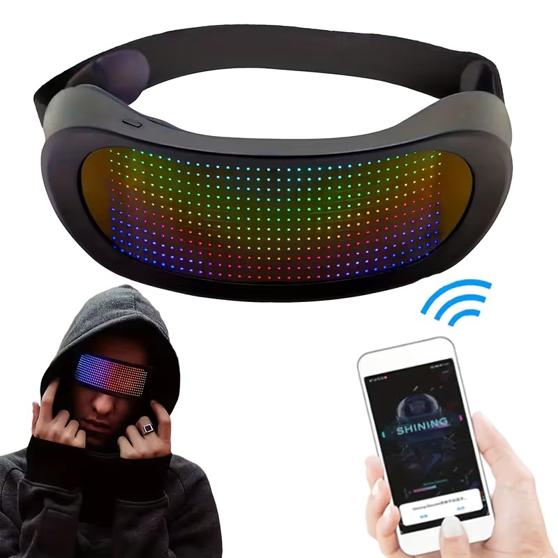 Vollfarb-LED-Brille mit App-Steuerung – Programmierbare RGB Partybrille