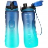 750ml Sport Trinkflasche Pop-Top – Wasserflasche mit Zeitmarkierung und Farbverlauf Blau, Grün