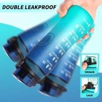 750ml Sport Trinkflasche Pop-Top – Wasserflasche mit Zeitmarkierung und Farbverlauf Blau, Grün