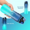 750ml Sport Trinkflasche Pop-Top – Wasserflasche mit Zeitmarkierung und Farbverlauf Blau, Grün