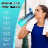 750ml Sport Trinkflasche Pop-Top – Wasserflasche mit Zeitmarkierung und Farbverlauf Blau, Grün