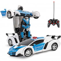 RC Transformation Polizeiauto 2 in 1 Auto und Roboter Blau-Weiss